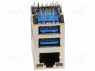 ; USB A x2 + RJ45;  PCB; THT;  90°; 