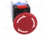 Switch: emergency stop; 2-position; NC + NO; 3A/220VAC; 22mm; red