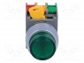 Switch: push-button; 1-position; NC + NO; 3A/230VAC; 22mm; green