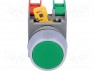 Switch: push-button; 1-position; NC + NO; 3A/230VAC; 22mm; green