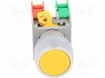 Switch: push-button; 1-position; NC + NO; 3A/230VAC; 22mm; yellow