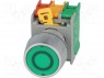 Switch: push-button; 2-position; NC + NO; 3A/230VAC; 22mm; green