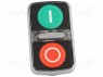 Switch: double; 1-position; 22mm; green/red; IP66; Pushbutton: flat