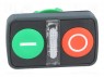 Switch: double; 1-position; 22mm; green/red; IP66; Pushbutton: flat