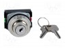 Switch: rotary with key; 2-position; NC + NO; 30mm; silver; IP56