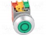 Switch: push-button; 2-position; NC + NO; 30mm; green; IP65; Ø30mm