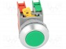 Switch: push-button; 1-position; NC + NO; 30mm; green; IP65; Ø30mm