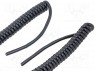 Wire: coiled; 3x1mm2; unshielded; PUR; black; 300/500V; 0.5m; 2m